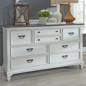 Liberty Furniture Allyson Park Wood Dresser w/8 Drawers, Wirebrushed White & Charcoal