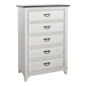 Liberty Furniture Allyson Park Wood 36-Inch Chest w/5 Drawers, Wirebrushed White & Charcoal