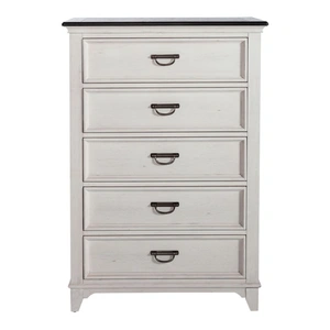 Liberty Furniture Allyson Park Wood 36-Inch Chest w/5 Drawers, Wirebrushed White & Charcoal