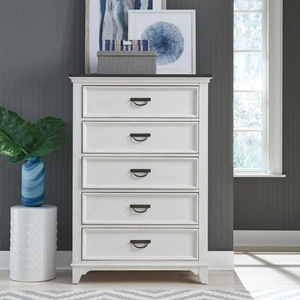 Liberty Furniture Allyson Park Wood 36-Inch Chest w/5 Drawers, Wirebrushed White & Charcoal