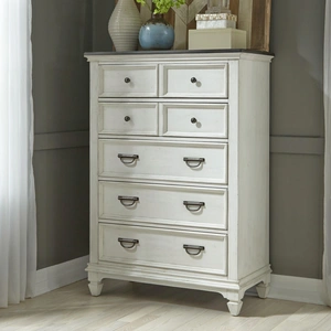 Liberty Furniture Allyson Park Wood 38-Inch Chest w/5 Drawers, Wirebrushed White & Charcoal