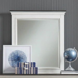 Liberty Furniture Allyson Park Rectangular Glass/Wood 36-Inch Crown Mirror, Wirebrushed White & Charcoal