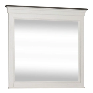 Liberty Furniture Allyson Park Rectangular Glass/Wood 45-Inch Crown Mirror, Wirebrushed White & Charcoal