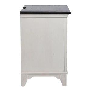 Liberty Furniture Allyson Park Wood Night Stand w/Charging Station & 2 Drawers, Wirebrushed White & Charcoal