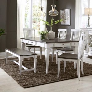 Liberty Furniture Allyson Park Wood Dining Set with 4 Drawers, Wirebrushed White & Charcoal