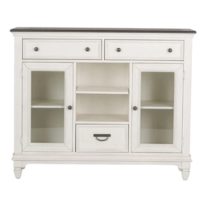 Liberty Furniture Allyson Park Wood/Glass Buffet w/Wine Storage & 2 Doors & 3 Drawers, Wirebrushed White & Charcoal
