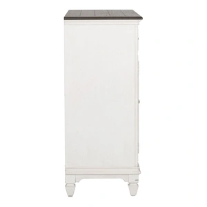 Liberty Furniture Allyson Park Wood/Glass Buffet w/Wine Storage & 2 Doors & 3 Drawers, Wirebrushed White & Charcoal