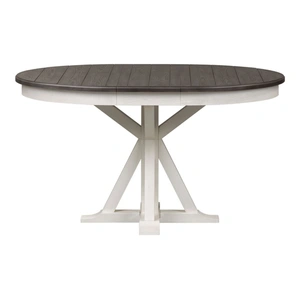 Liberty Furniture Allyson Park Oval Wood Extendable Dining Table, Wirebrushed White & Charcoal