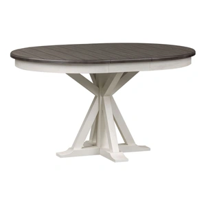 Liberty Furniture Allyson Park Oval Wood Extendable Dining Table, Wirebrushed White & Charcoal