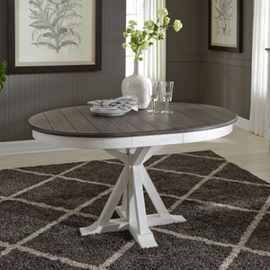 Liberty Furniture Allyson Park Extendable Oval Dining Set | Two-Toned, Wirebrushed White & Charcoal