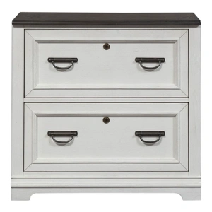 Liberty Furniture Allyson Park Wood Bunching Lateral File Cabinet w/2 Drawers, Wirebrushed White & Charcoal