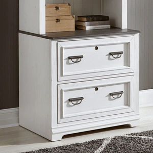 Liberty Furniture Allyson Park Wood Bunching Lateral File Cabinet w/2 Drawers, Wirebrushed White & Charcoal