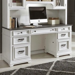 Liberty Furniture Allyson Park Wood Credenza w/7 Drawers, Wirebrushed White & Charcoal