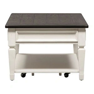 Liberty Furniture Allyson Park Rectangular Wood Cocktail Table w/Drawer, Wirebrushed White & Charcoal