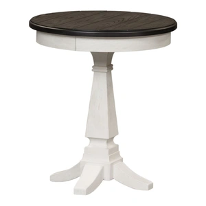 Liberty Furniture Allyson Park Round Wood Chair Side Table, Wirebrushed White & Charcoal