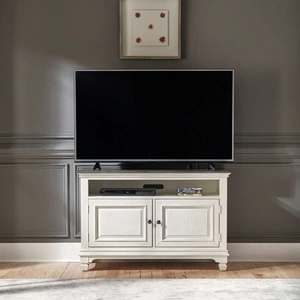 Liberty Furniture Allyson Park Wood 46-Inch TV Console w/2 Doors, Wirebrushed White & Charcoal