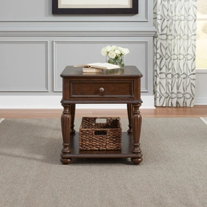 Liberty Furniture Allington Rectangular Wood 1-Drawer End Table, Satin Sienna