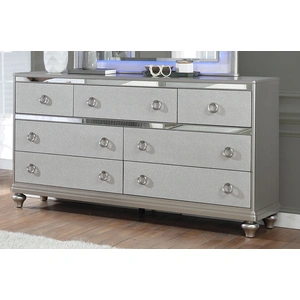 Lifestyle Furniture SM 4188A Wood 7-Drawer Dresser, Silver