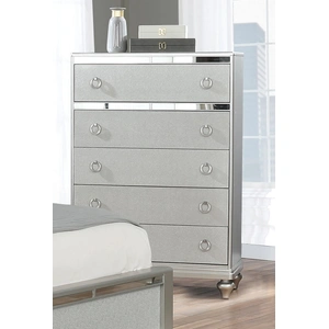 Lifestyle Furniture SM 4188A Wood 5-Drawer Chest, Silver