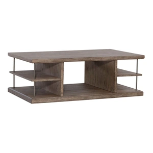 Liberty Furniture City Scape Rectangular Wood Storage Cocktail Table w/Casters, Burnished Beige