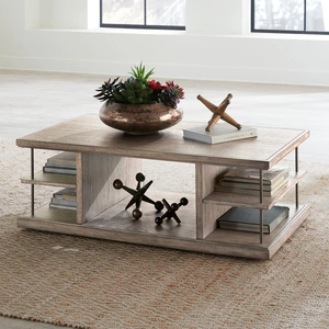 Liberty Furniture City Scape 3-Piece Wood Storage Coffee Table Set | Beige, Burnished Beige