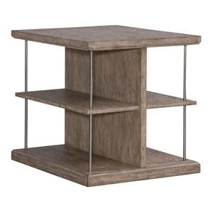 Liberty Furniture City Scape Rectangular Wood Storage End Table, Burnished Beige