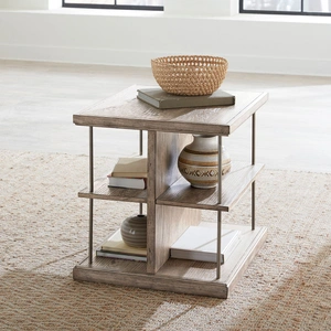 Liberty Furniture City Scape Rectangular Wood Storage End Table, Burnished Beige