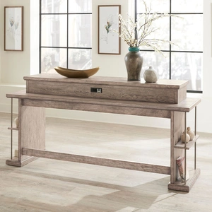 Liberty Furniture City Scape Rectangular Wood Console Bar Table, Burnished Beige