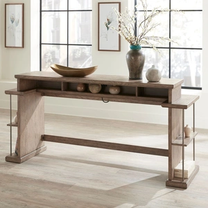 Liberty Furniture City Scape Rectangular Wood Console Bar Table, Burnished Beige