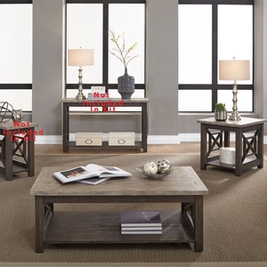 Liberty Furniture Heatherbrook 3-Piece Wood Cocktail Table Set | Rustic Style, Charcoal/Ash