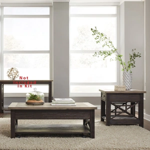 Liberty Furniture Heatherbrook 3-Piece Wood Cocktail Table Set | Rustic Style, Charcoal/Ash