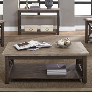 Liberty Furniture Heatherbrook Rectangular Wood Cocktail Table w/Casters, Charcoal/Ash