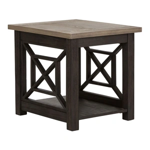 Liberty Furniture Heatherbrook Rectangular Wood End Table, Charcoal/Ash