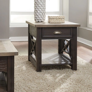 Liberty Furniture Heatherbrook Rectangular Wood 1-Drawer End Table, Charcoal/Ash