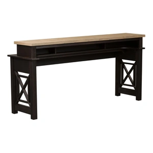Liberty Furniture Heatherbrook Rectangular Wood Console Bar Table w/Charging Station, Charcoal/Ash