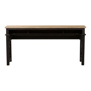 Liberty Furniture Heatherbrook Rectangular Wood Console Bar Table w/Charging Station, Charcoal/Ash