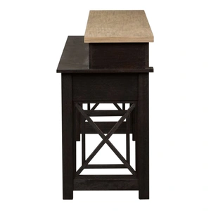 Liberty Furniture Heatherbrook Rectangular Wood Console Bar Table w/Charging Station, Charcoal/Ash
