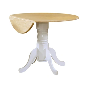 Coaster Allison Drop Leaf Round Dining Table, Natural Brown/White
