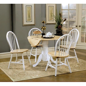 Coaster Allison Drop Leaf Round Dining Table, Natural Brown/White