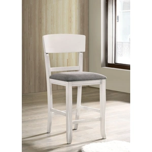 Furniture of America Stacie Fabric/Wood Counter Height Dining Chair, Set of 2, White/Gray