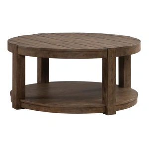 Liberty Furniture Broadmore Round Wood Cocktail Table, Cobblestone Brown