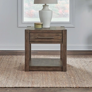 Liberty Furniture Broadmore Rectangular Wood 1-Drawer End Table, Cobblestone Brown