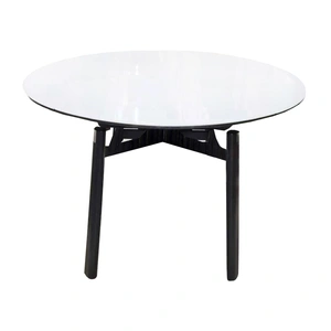Beverly Hills Furniture 6730 Round Marble/Steel Extendable Dining Table, Platinum Diamond