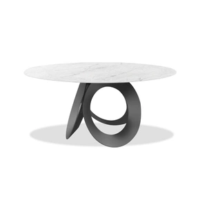 Mobital Optic Ceramic Round Dining Table, High Gloss White