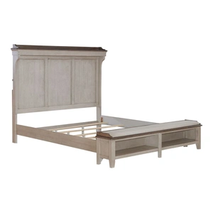 Liberty Furniture Ivy Hollow Storage Platform Bed | Weathered Linen Farmhouse, Weathered Linen/Dusty Taupe
