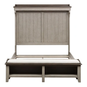 Liberty Furniture Ivy Hollow Storage Platform Bed | Weathered Linen Farmhouse, Weathered Linen/Dusty Taupe