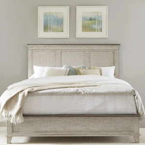 Liberty Furniture Ivy Hollow Wood Queen Size Panel Bed, Weathered Linen/Dusty Taupe