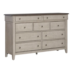 Liberty Furniture Ivy Hollow Wood 9-Drawer Dresser, Weathered Linen/Dusty Taupe