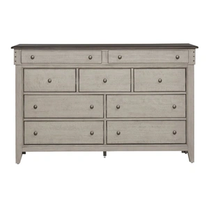 Liberty Furniture Ivy Hollow Wood 9-Drawer Dresser, Weathered Linen/Dusty Taupe