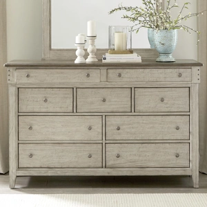 Liberty Furniture Ivy Hollow Wood 9-Drawer Dresser, Weathered Linen/Dusty Taupe